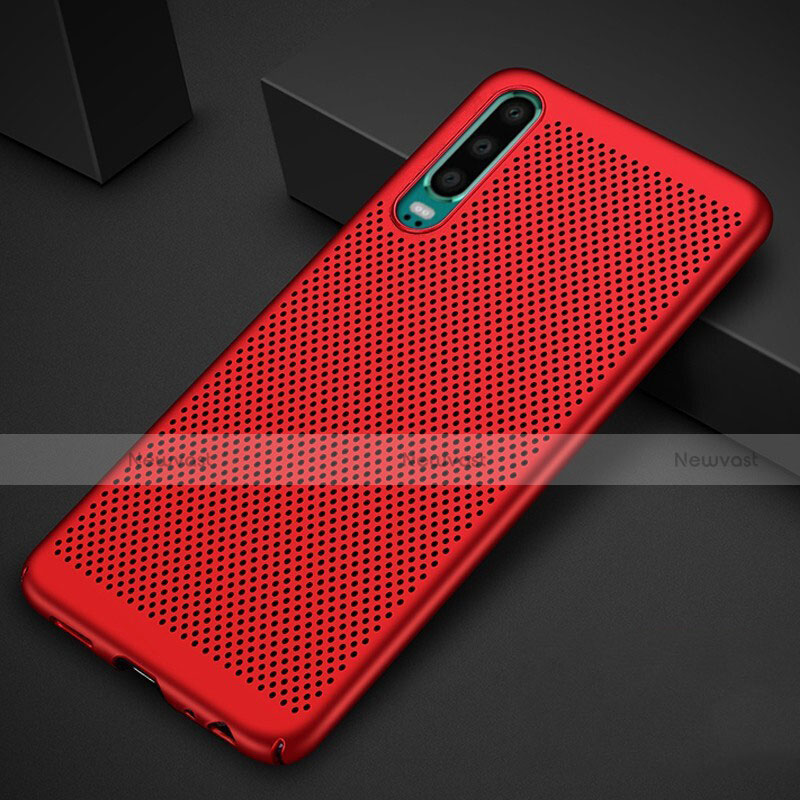 Mesh Hole Hard Rigid Snap On Case Cover for Huawei P30 Red