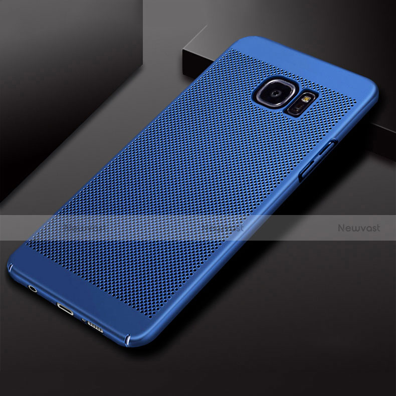 Mesh Hole Hard Rigid Snap On Case Cover for Samsung Galaxy S7 Edge G935F Blue