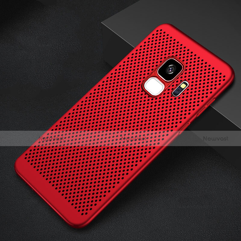 Mesh Hole Hard Rigid Snap On Case Cover for Samsung Galaxy S9 Red