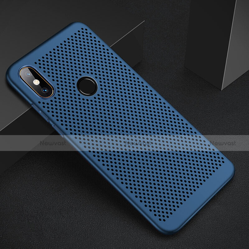 Mesh Hole Hard Rigid Snap On Case Cover for Xiaomi Mi A2 Blue