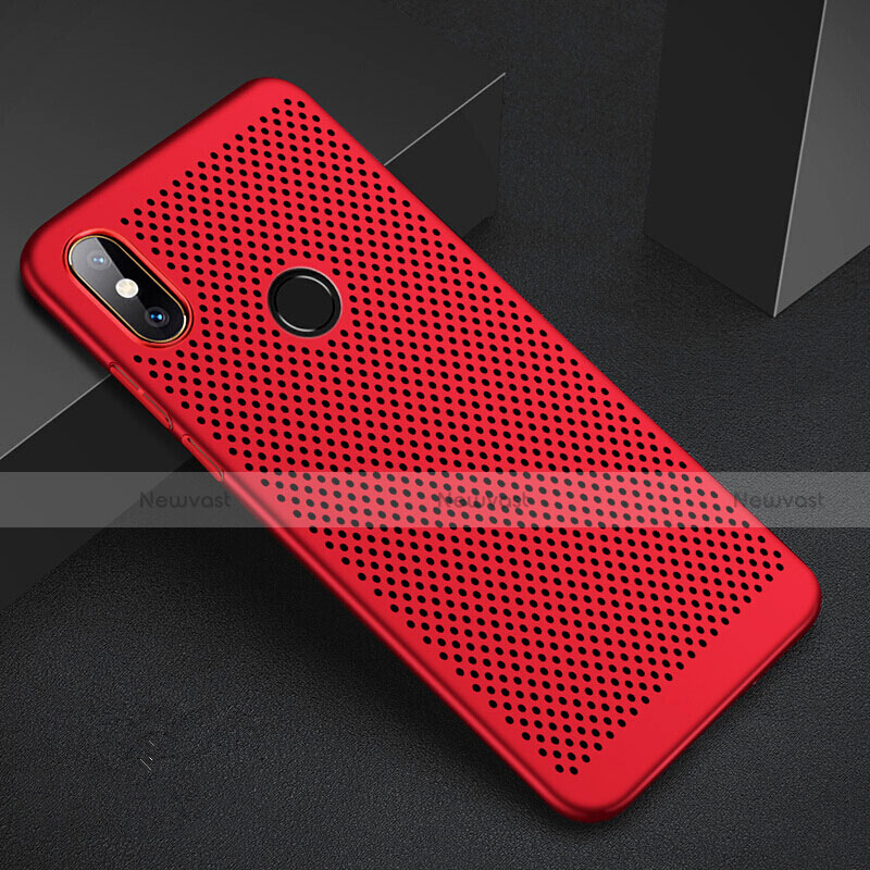 Mesh Hole Hard Rigid Snap On Case Cover for Xiaomi Mi A2 Red