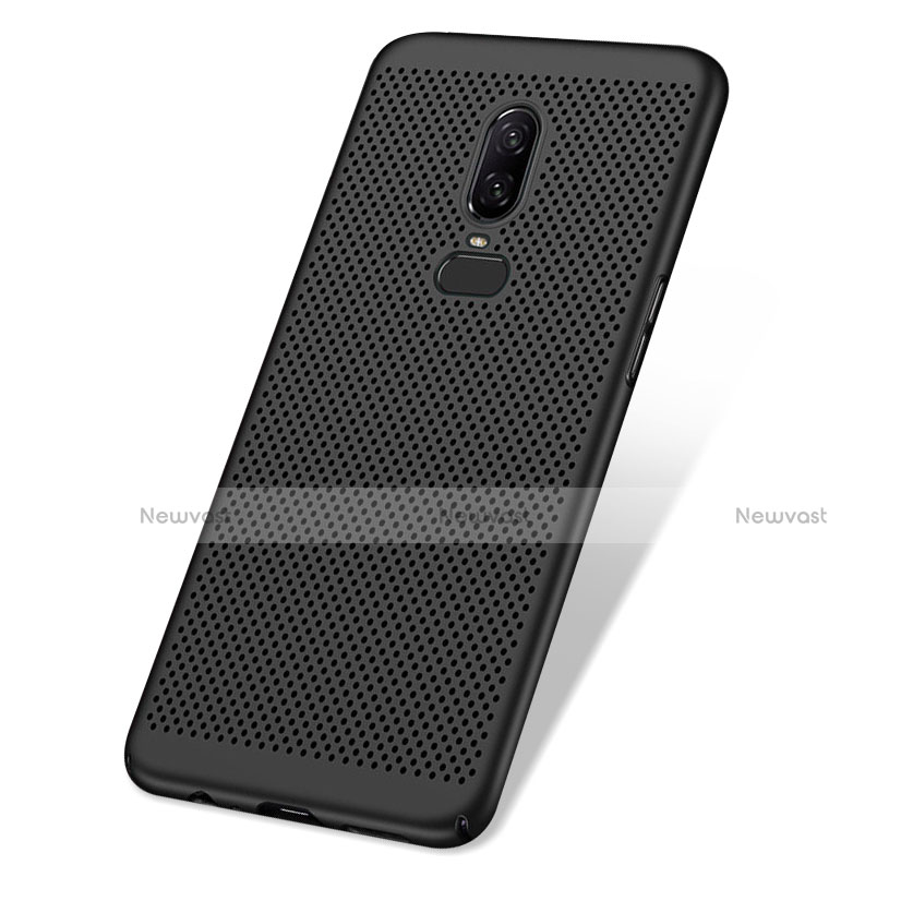 Mesh Hole Hard Rigid Snap On Case Cover M01 for OnePlus 6 Black