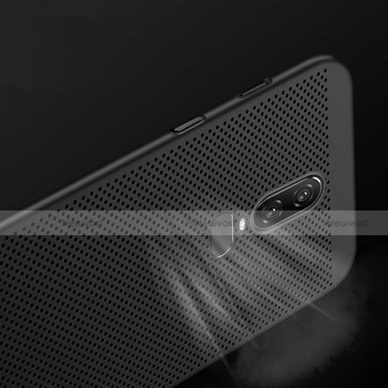 Mesh Hole Hard Rigid Snap On Case Cover M01 for OnePlus 6 Black