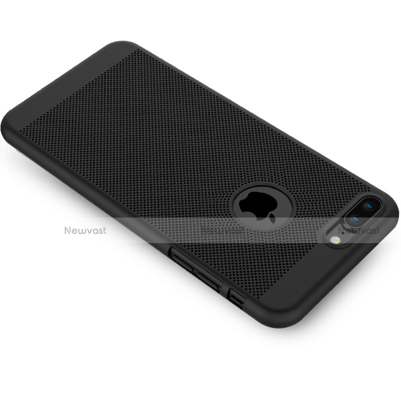 Mesh Hole Hard Rigid Snap On Case Cover W02 for Apple iPhone 7 Plus Black