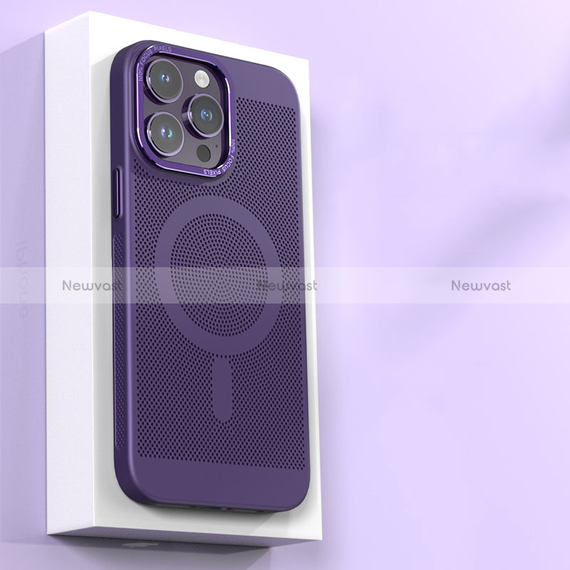 Mesh Hole Hard Rigid Snap On Case Cover with Mag-Safe Magnetic for Apple iPhone 13 Pro Max Purple