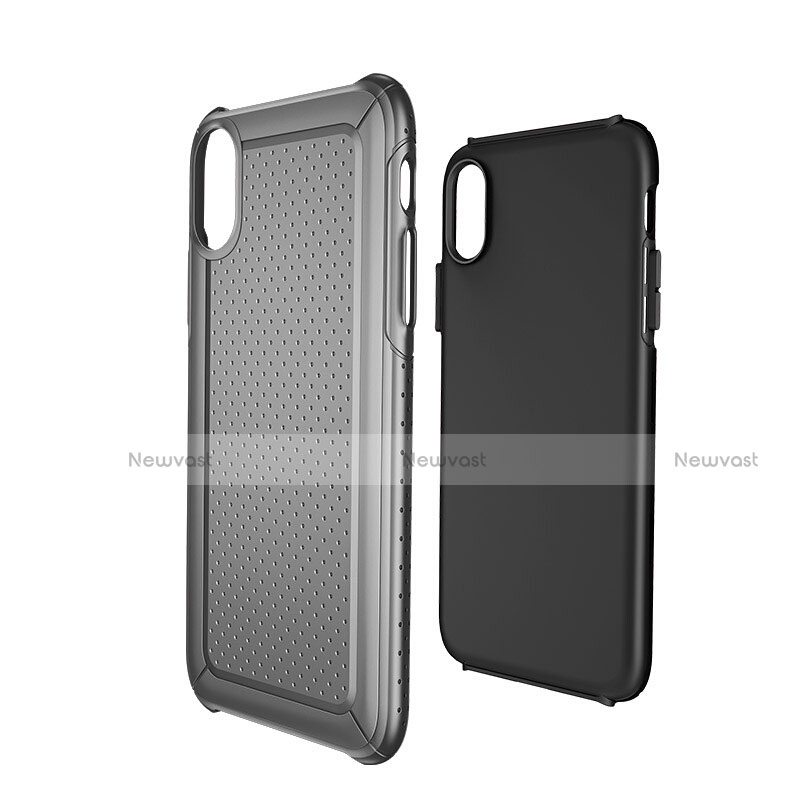 Mesh Hole Silicone and Plastic Case Back Cover for Apple iPhone X Black