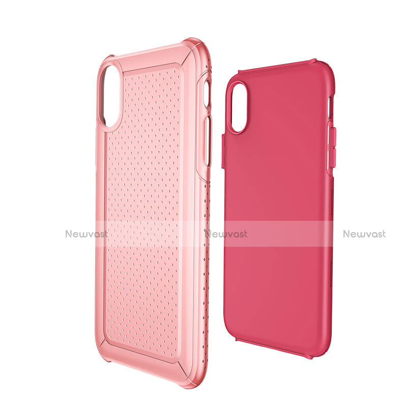 Mesh Hole Silicone and Plastic Case Cover for Apple iPhone Xs Max Pink