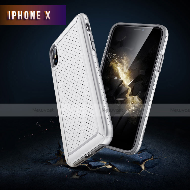 Mesh Hole Silicone and Plastic Snap On Case Cover for Apple iPhone X White