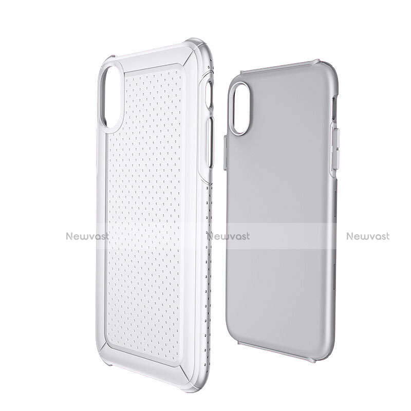 Mesh Hole Silicone and Plastic Snap On Case Cover for Apple iPhone Xs White