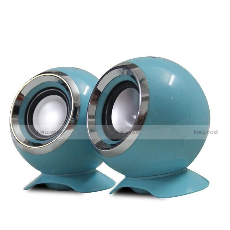 Mini Speaker Wired Portable Stereo Super Bass Loudspeaker Sky Blue