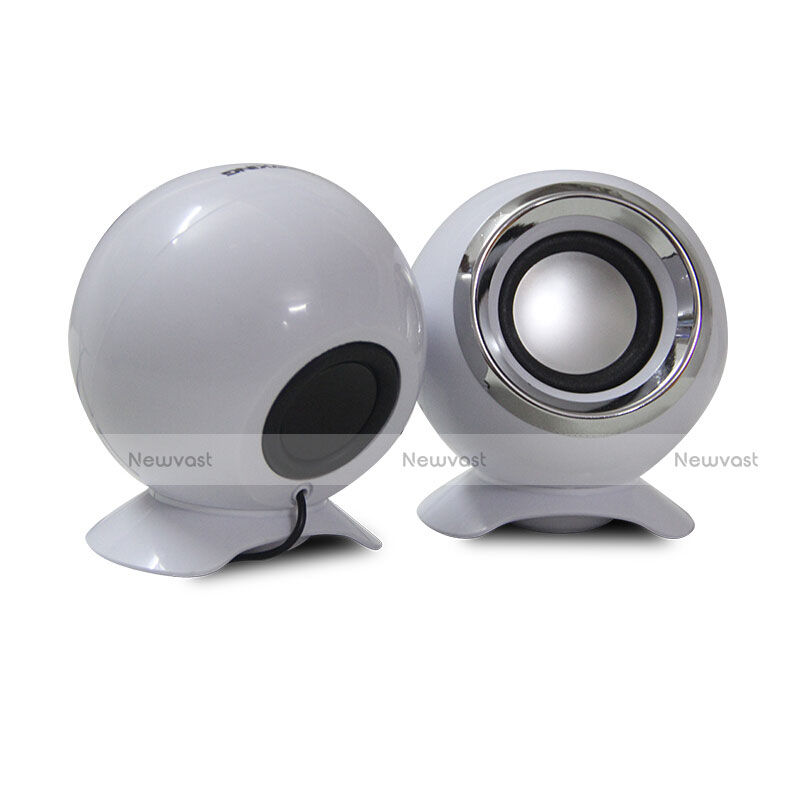 Mini Speaker Wired Portable Stereo Super Bass Loudspeaker White