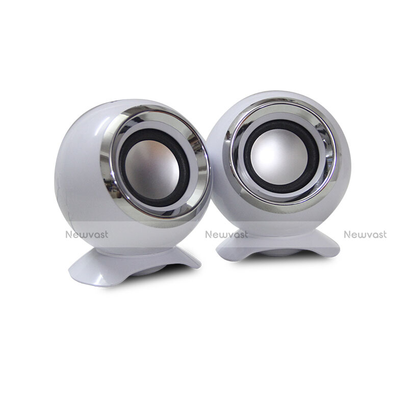 Mini Speaker Wired Portable Stereo Super Bass Loudspeaker White