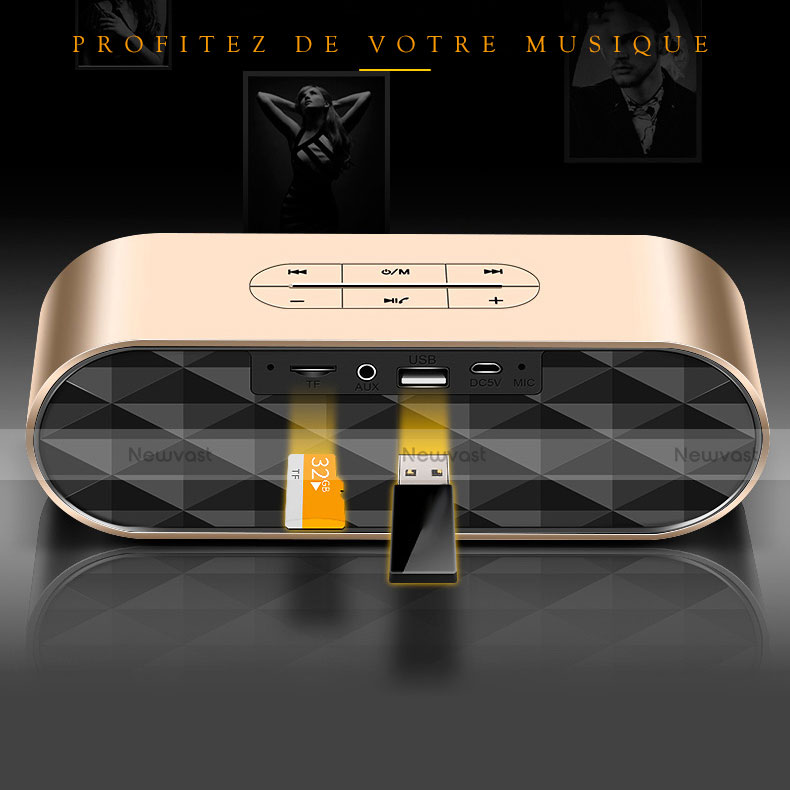 Mini Wireless Bluetooth Speaker Portable Stereo Super Bass Loudspeaker S08 Gold