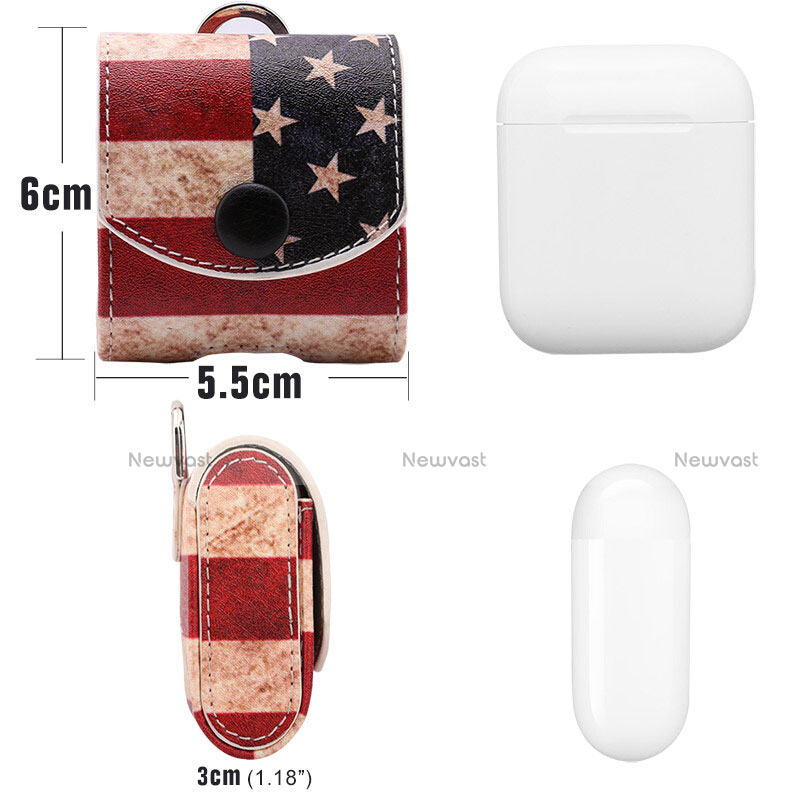 Protective Leather Case Skin for Apple Airpods Charging Box with Keychain A05 Colorful