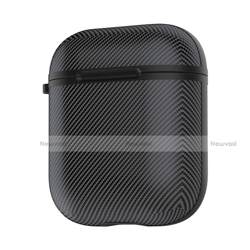 Protective Silicone Case Skin for Apple Airpods Charging Box with Keychain C09 Black