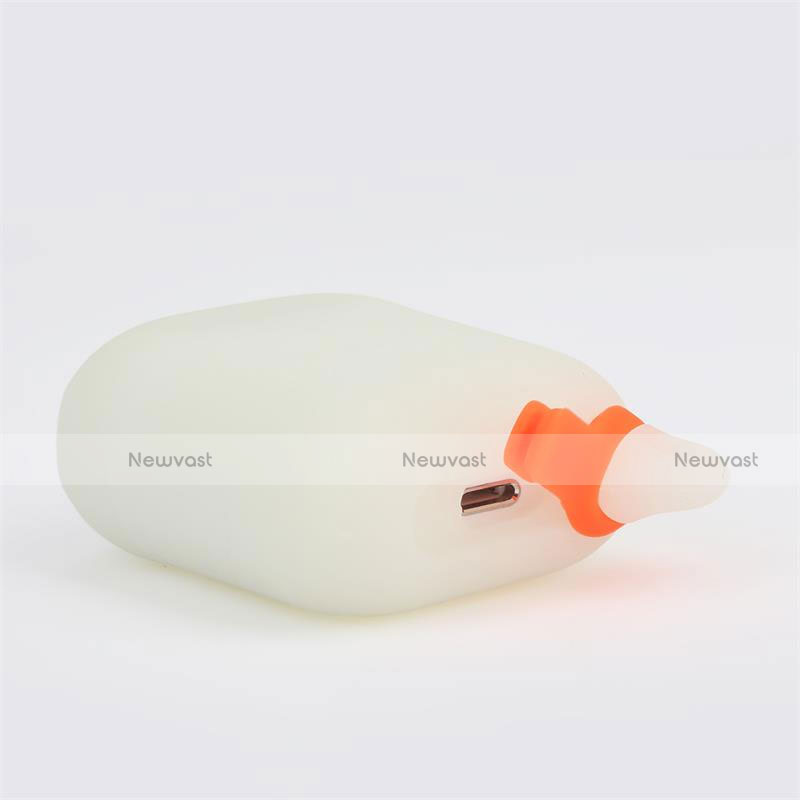 Protective Silicone Case Skin for Apple Airpods Charging Box with Keychain Fluorescence A01 White