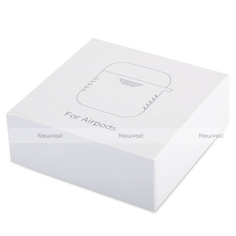 Protective Silicone Case Skin for Apple Airpods Charging Box with Keychain Z04 White