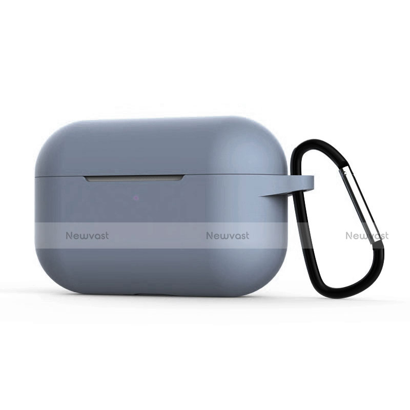 Protective Silicone Case Skin for Apple AirPods Pro Charging Box with Keychain C02 Lavender Gray