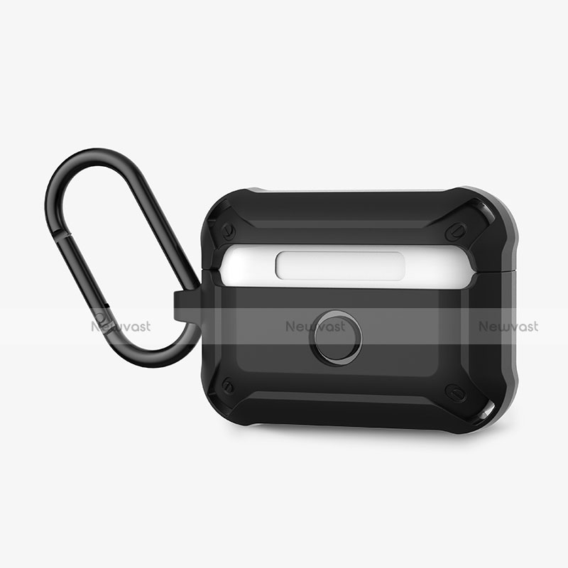 Protective Silicone Case Skin for Apple AirPods Pro Charging Box with Keychain C03
