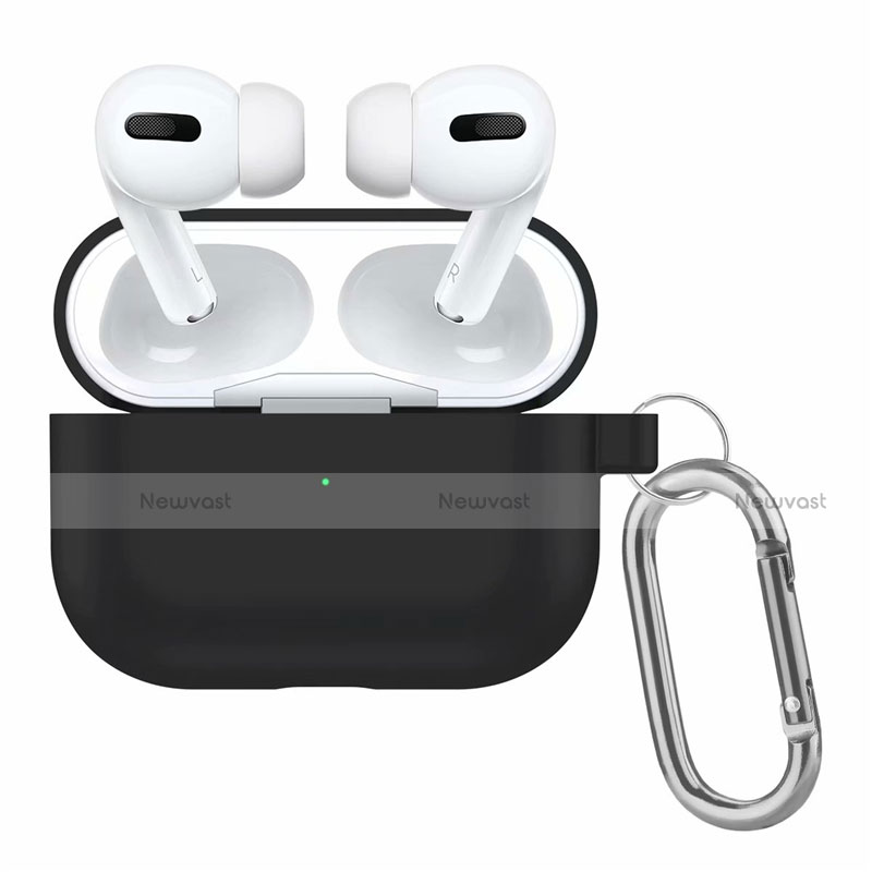 Protective Silicone Case Skin for OnePlus AirPods Pro Charging Box with Keychain Black