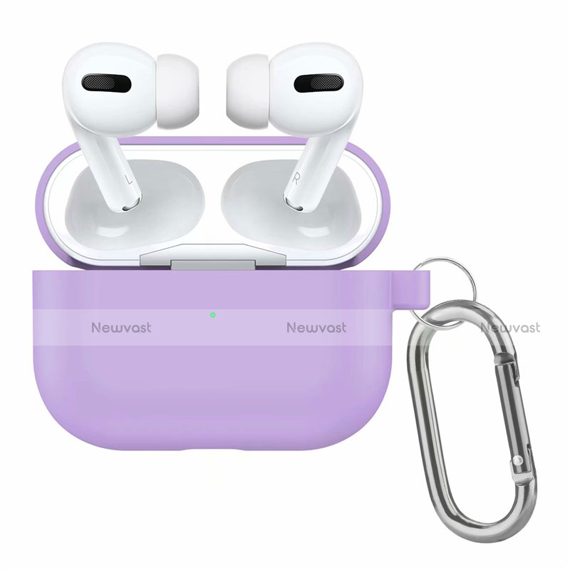 Protective Silicone Case Skin for OnePlus AirPods Pro Charging Box with Keychain Clove Purple