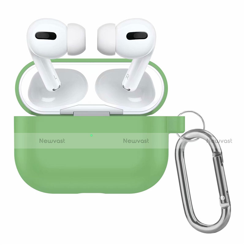 Protective Silicone Case Skin for OnePlus AirPods Pro Charging Box with Keychain Green