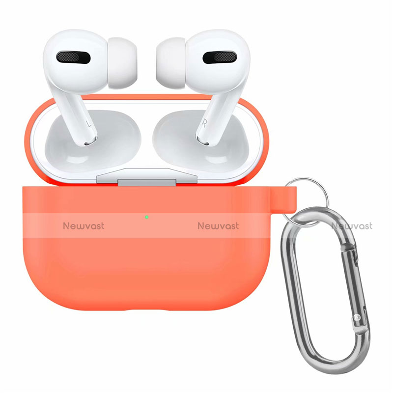 Protective Silicone Case Skin for OnePlus AirPods Pro Charging Box with Keychain Orange