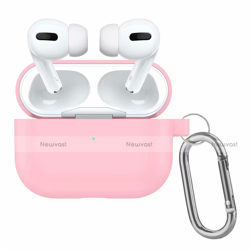 Protective Silicone Case Skin for OnePlus AirPods Pro Charging Box with Keychain Pink