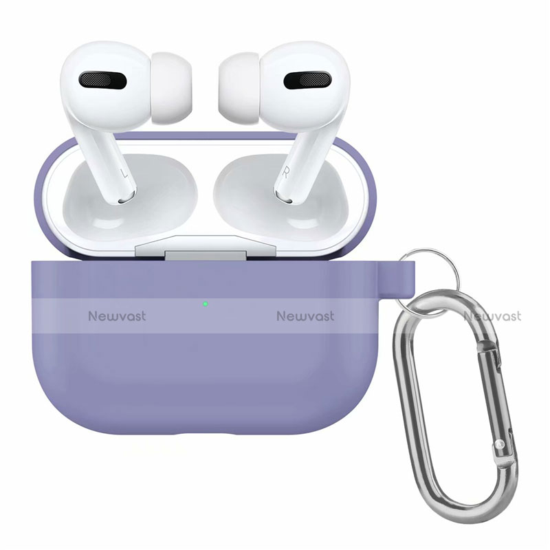 Protective Silicone Case Skin for OnePlus AirPods Pro Charging Box with Keychain Purple