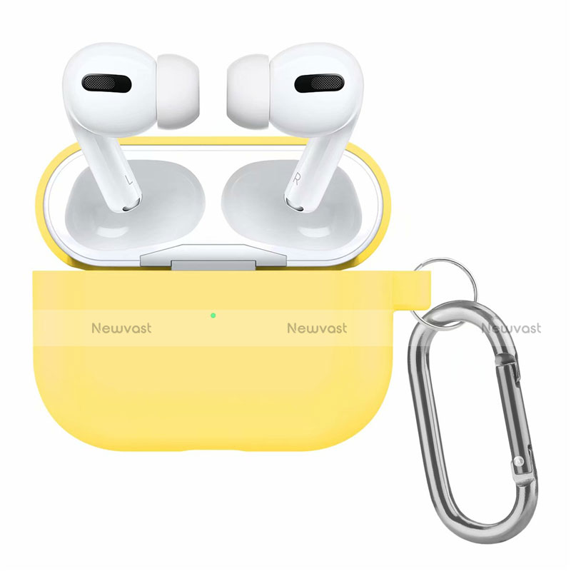 Protective Silicone Case Skin for OnePlus AirPods Pro Charging Box with Keychain Yellow