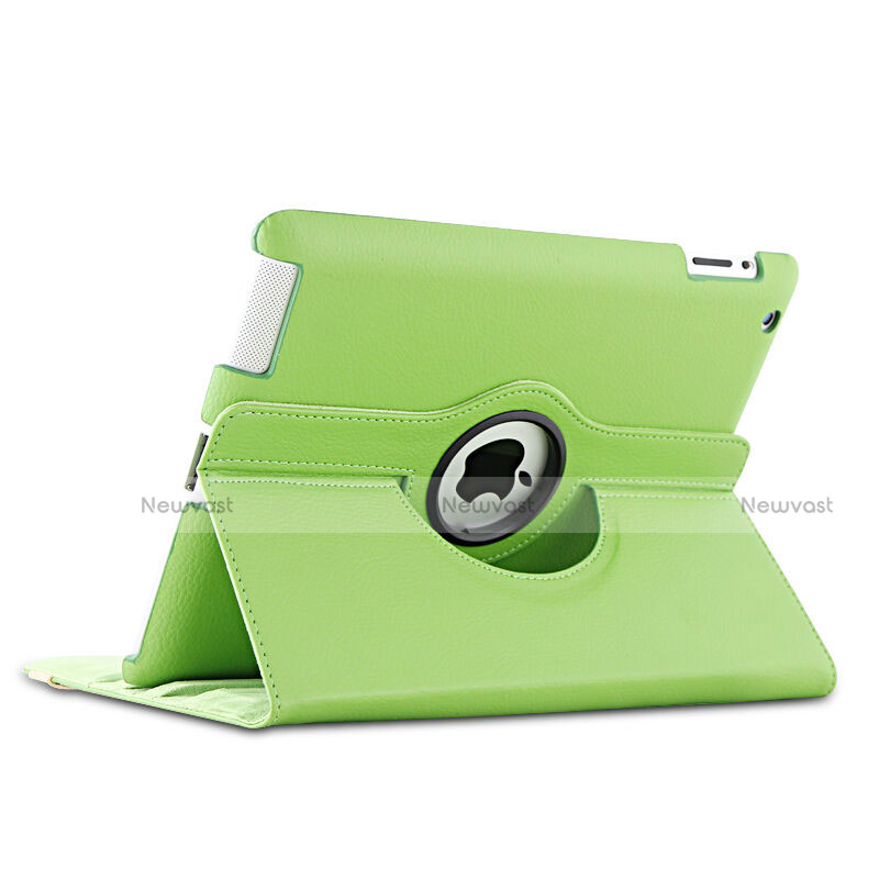 Rotating Stands Flip Leather Case for Apple iPad 2 Green