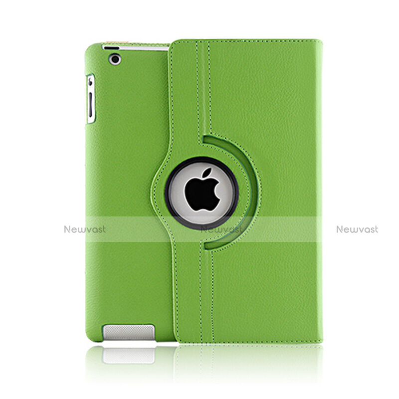 Rotating Stands Flip Leather Case for Apple iPad 2 Green
