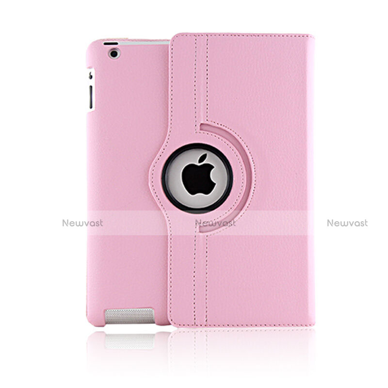 Rotating Stands Flip Leather Case for Apple iPad 2 Pink
