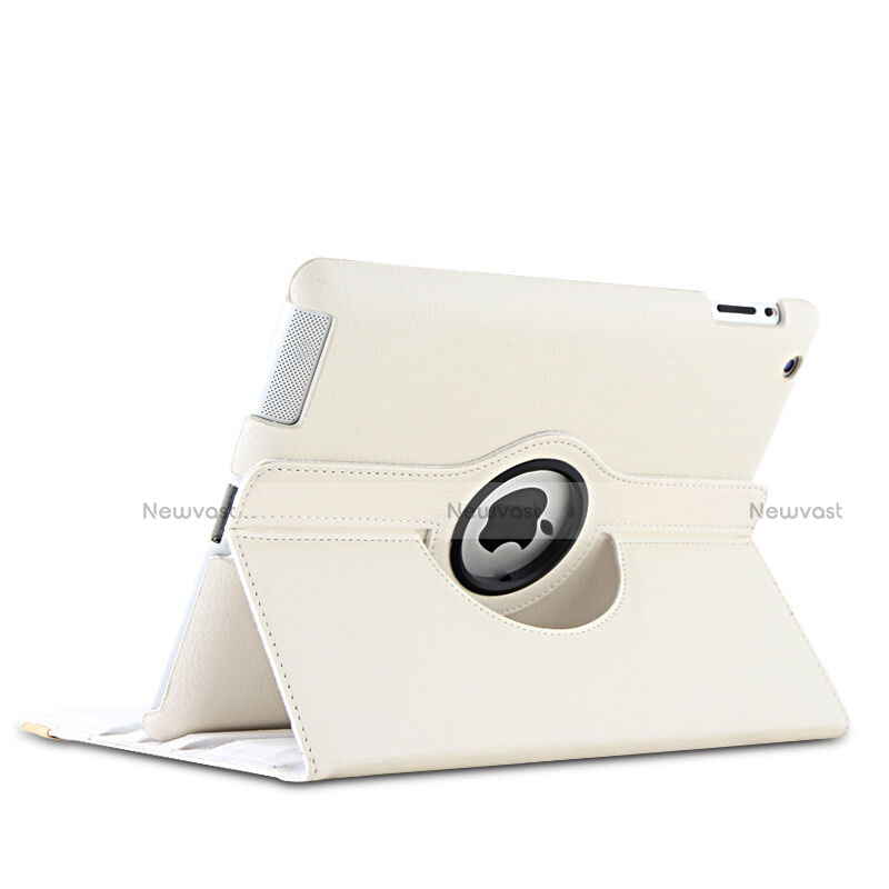 Rotating Stands Flip Leather Case for Apple iPad 2 White