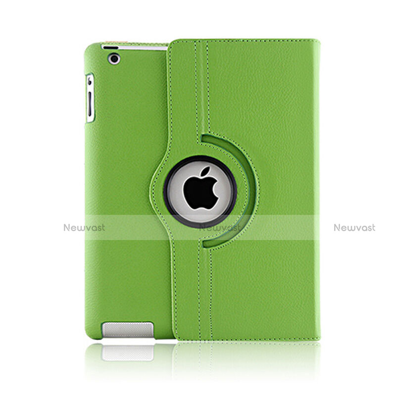 Rotating Stands Flip Leather Case for Apple iPad 3 Green