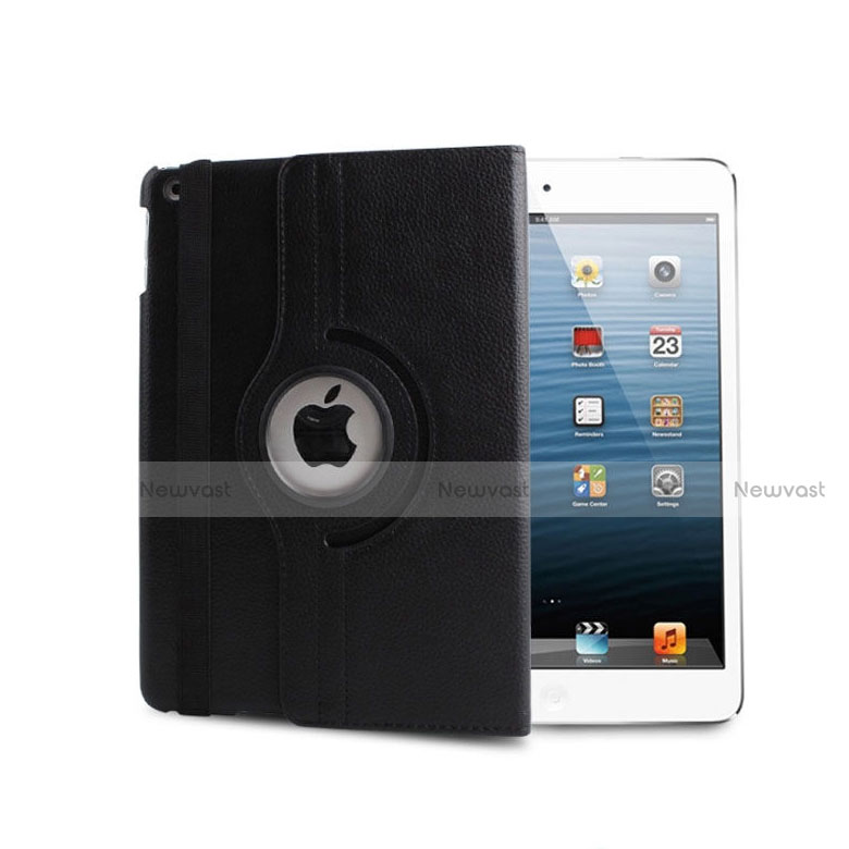 Rotating Stands Flip Leather Case for Apple iPad Mini 3 Black