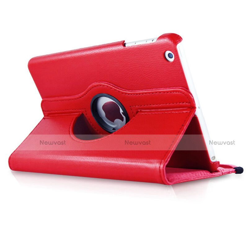Rotating Stands Flip Leather Case for Apple iPad Mini 3 Red