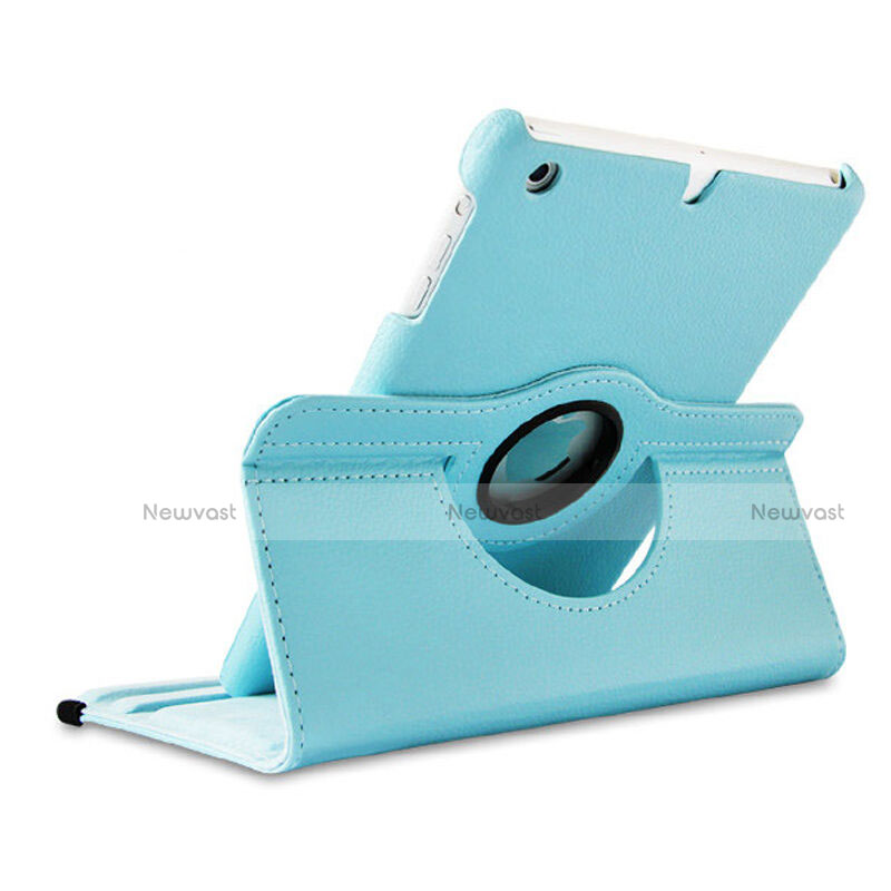 Rotating Stands Flip Leather Case for Apple iPad Mini 3 Sky Blue