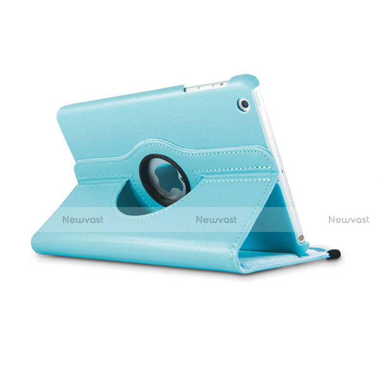 Rotating Stands Flip Leather Case for Apple iPad Mini 3 Sky Blue