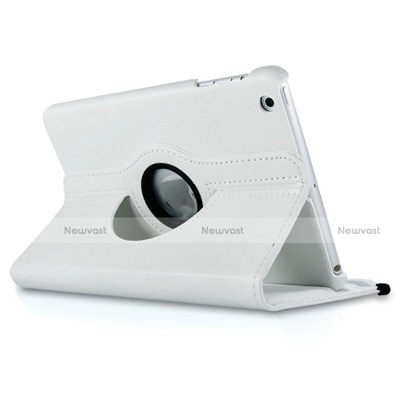 Rotating Stands Flip Leather Case for Apple iPad Mini 3 White