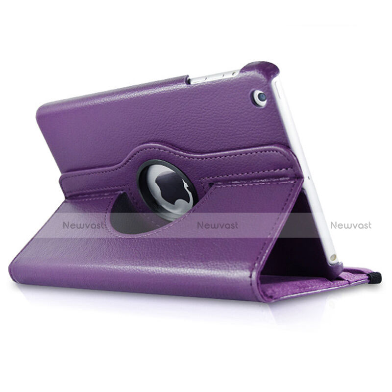 Rotating Stands Flip Leather Case for Apple iPad Mini Purple