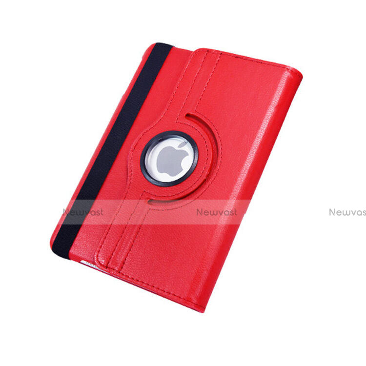 Rotating Stands Flip Leather Case for Apple iPad Mini Red