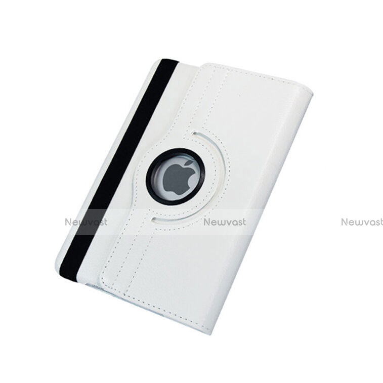 Rotating Stands Flip Leather Case for Apple iPad Mini White