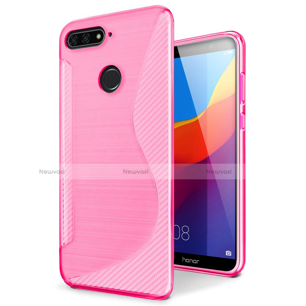 S-Line Transparent Gel Soft Case Cover for Huawei Enjoy 8e Pink