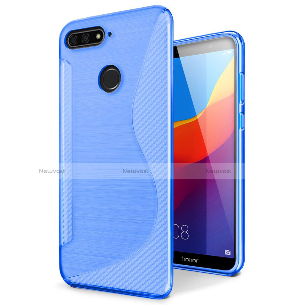 S-Line Transparent Gel Soft Case Cover for Huawei Y6 (2018) Blue