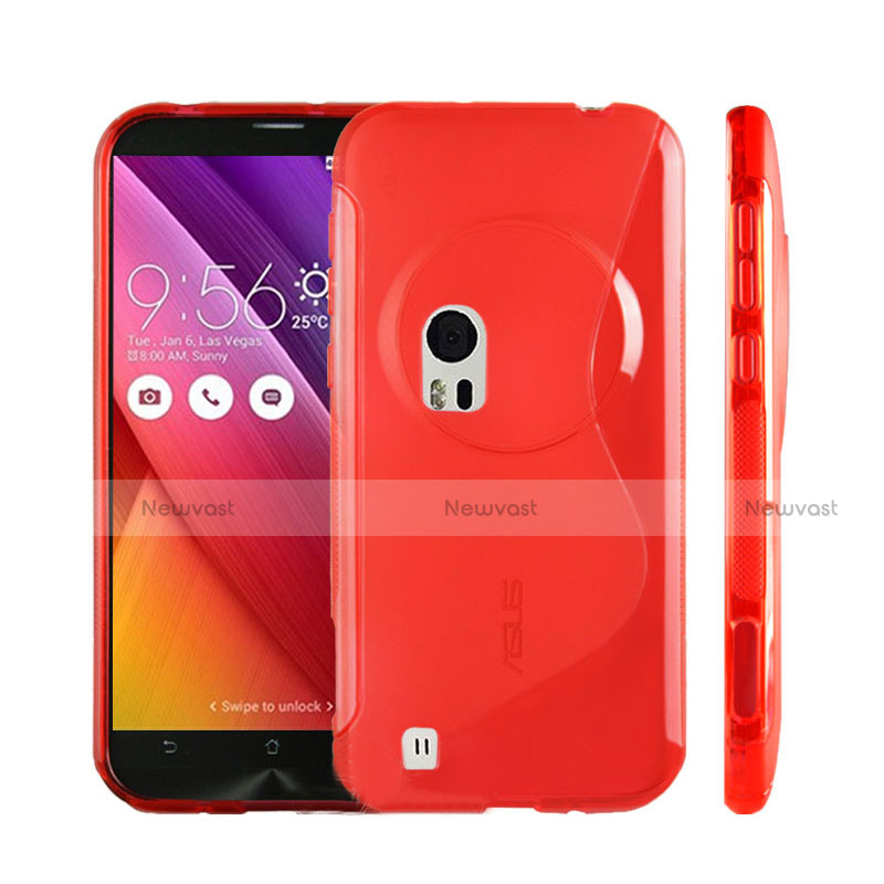 S-Line Transparent Gel Soft Case for Asus Zenfone Zoom ZX551ML Red