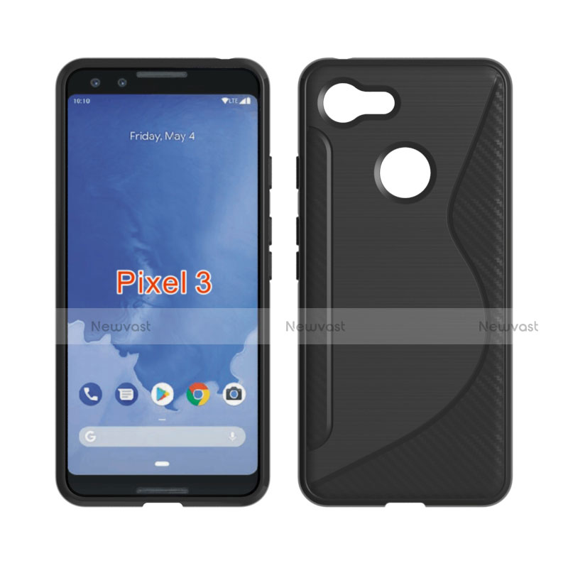 S-Line Transparent Gel Soft Case for Google Pixel 3 Black