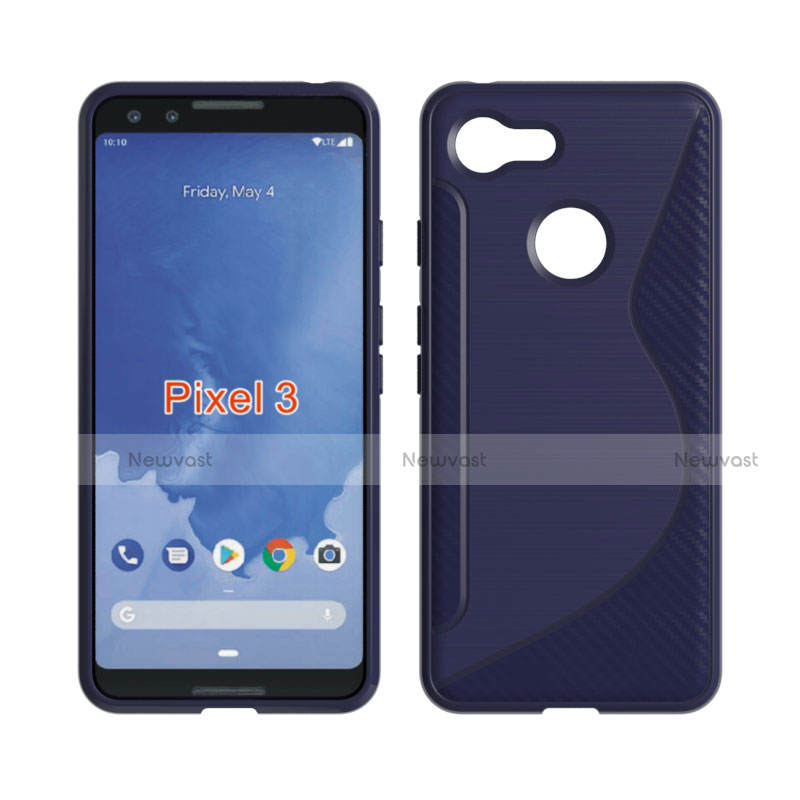 S-Line Transparent Gel Soft Case for Google Pixel 3 Blue