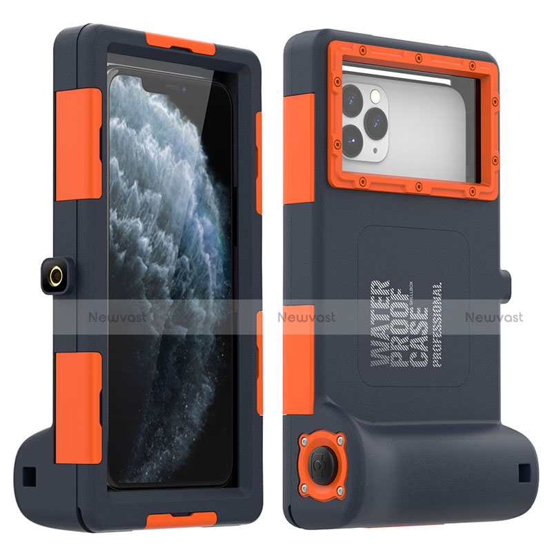 Silicone and Plastic Waterproof Case 360 Degrees Underwater Shell Cover for Apple iPhone 11 Pro Max Orange