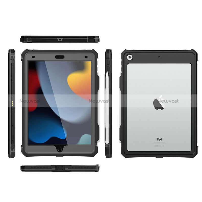 Silicone and Plastic Waterproof Cover Case 360 Degrees Underwater Shell for Apple iPad 10.2 (2020) Black